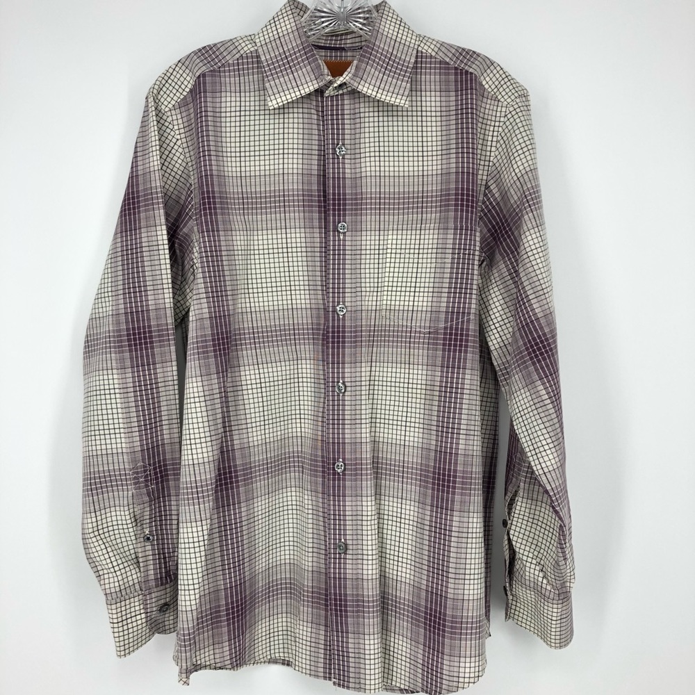 Tommy Bahama Dress Shirt Button Down Purple Plaid
